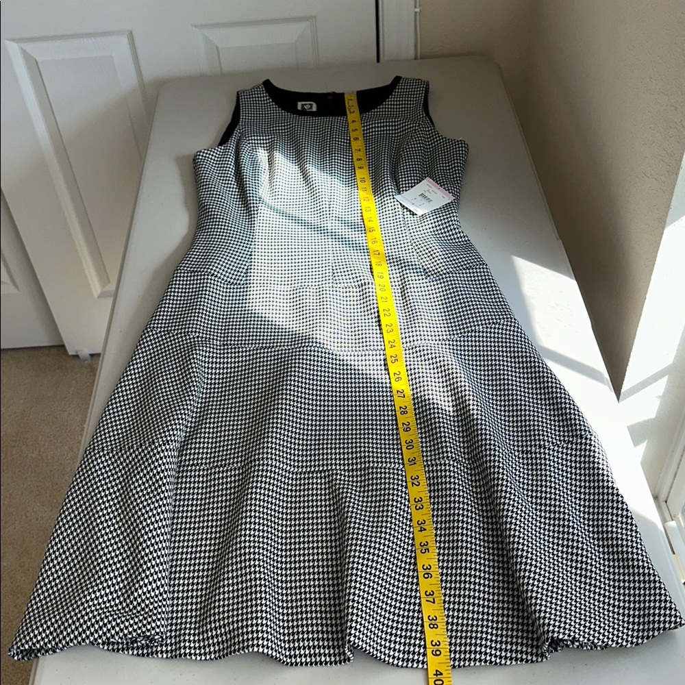 New With Tag ANNE KLEIN Black and White Checkered Midi Dress Size 6. - Picture 7 of 13